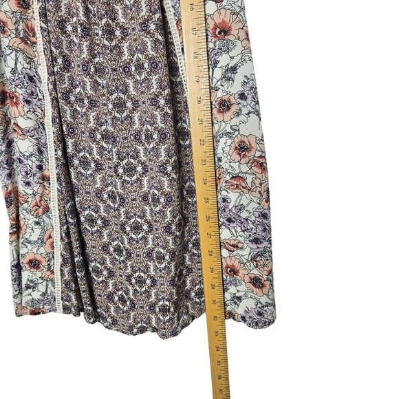 Clover + Scout S Boho‎ Floral Lace Panel Tunic size S Rayon Cotton Purple Cream - Picture 8 of 10